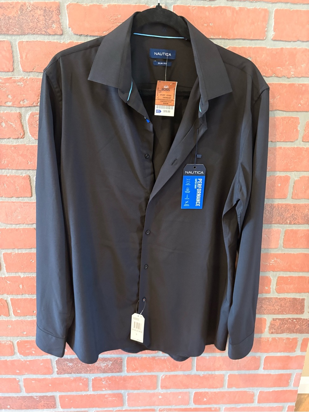 Nautica Black Slim Fit - Men’s Performance Super Shirt - Large